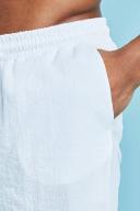 Mens White Mid Length Seersucker Swim Shorts