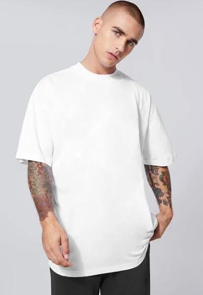 Mens White Oversized Extended Neck T-Shirt