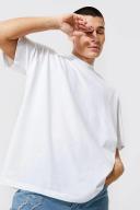 Mens White Oversized Extended Neck T-Shirt