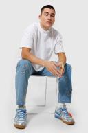 Mens White Oversized Extended Neck T-Shirt