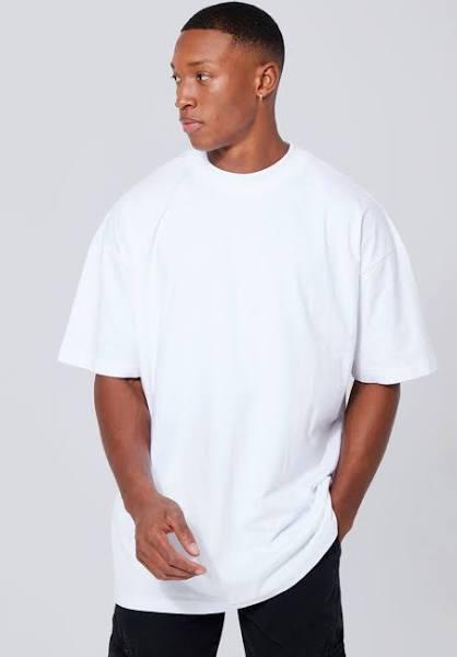 Mens White Oversized Extended Neck T-Shirt