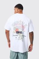 Mens White Oversized Floral Back Graphic T-Shirt