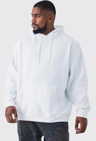 Mens White Plus Core Fit Basic Hoodie