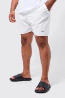 Mens White Plus Man Signature Mid Length Swim Shorts