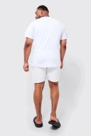 Mens White Plus Man Signature Mid Length Swim Shorts