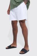 Mens White Plus Mid Length Plain Swim Shorts