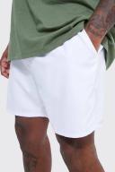 Mens White Plus Mid Length Plain Swim Shorts