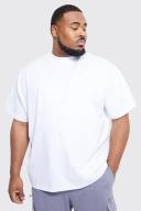 Mens White Plus Oversized Extended Neck Heavy T-Shirt