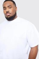Mens White Plus Oversized Extended Neck Heavy T-Shirt