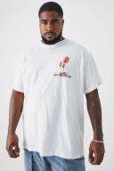Mens White Plus Oversized Extended Neck Limited Palms T-Shirt