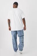Mens White Plus Oversized Extended Neck Limited Palms T-Shirt