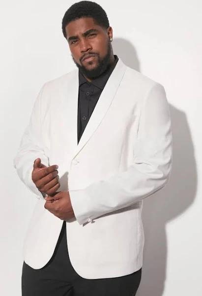 Mens White Plus Skinny Tuxedo Single Breasted Jacket