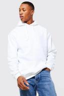 Mens White Regular Fit Over The Head Hoodie