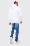 Mens White Regular Fit Over The Head Hoodie