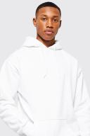 Mens White Regular Fit Over The Head Hoodie