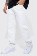 Mens White Relaxed Fit Rigid Jeans