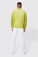 Mens White Relaxed Rigid Ripped Knee Flare Jeans