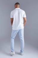 Mens White Short Sleeve Linen Revere Shirt