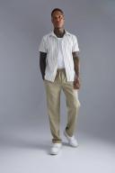 Mens White Short Sleeve Textured Stripe Shirt