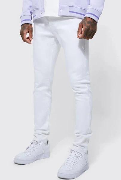 Mens White Skinny Stretch Jeans