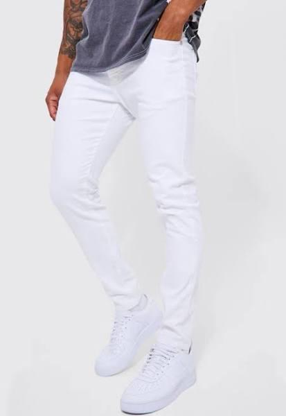 Mens White Skinny Stretch Jeans