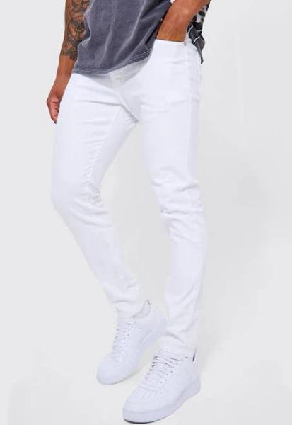 Mens White Skinny Stretch Jeans