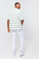 Mens White Skinny Stretch Stacked Zip Gusset Detail Jeans