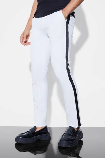 Mens White Skinny Tuxedo Suit Trouser