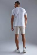Mens White Slim Fit Ottoman Rib T-Shirt