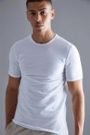 Mens White Slim Fit Ottoman Rib T-Shirt