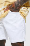 Mens White Slim Rigid Denim Short