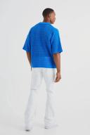 Mens White Slim Rigid Flare Jean