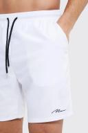 Mens White Tall Man Signature Mid Length Swim Shorts