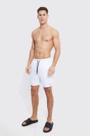 Mens White Tall Man Signature Mid Length Swim Shorts