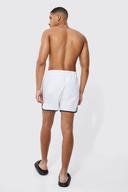 Mens White Tall Man Signature Runner Swim Shorts