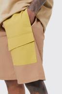 Mens Yellow Elastic Lightweight Comfort Cargo Short