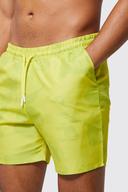 Mens Yellow Mid Length Graphic Swim Shorts