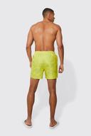 Mens Yellow Mid Length Graphic Swim Shorts