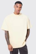Mens Yellow Oversized Extended Neck Heavyweight T-Shirt