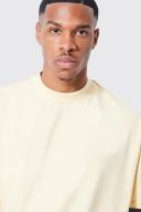 Mens Yellow Oversized Extended Neck Heavyweight T-Shirt