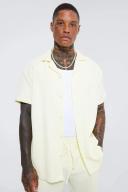 Mens Yellow Pleated Oversized Shirt and Short Set