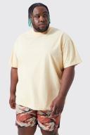 Mens Yellow Plus Oversized Extended Neck Heavyweight T-Shirt