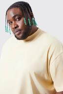 Mens Yellow Plus Oversized Extended Neck Heavyweight T-Shirt