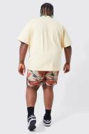 Mens Yellow Plus Oversized Extended Neck Heavyweight T-Shirt
