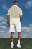 Mens Yellow Short Sleeve Boxy Open Weave Shirt