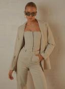 Mia Oversized Blazer - Stone Pinstripe Stone Pinstripe / AU 12