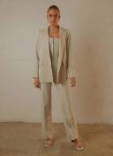 Mia Oversized Blazer - Stone Pinstripe Stone Pinstripe / AU 12