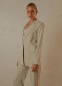 Mia Oversized Blazer - Stone Pinstripe Stone Pinstripe / AU 12