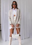 Mia Oversized Blazer - Stone Pinstripe Stone Pinstripe / AU 12