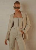 Mia Oversized Blazer - Stone Pinstripe Stone Pinstripe / AU 8